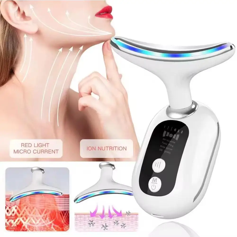 

Neck Massage Microcurrent EMS Face Lifting Device For Wrinkles Double Chin Remover LED Photon Facial Neck Skin Tighten Mass X4I8