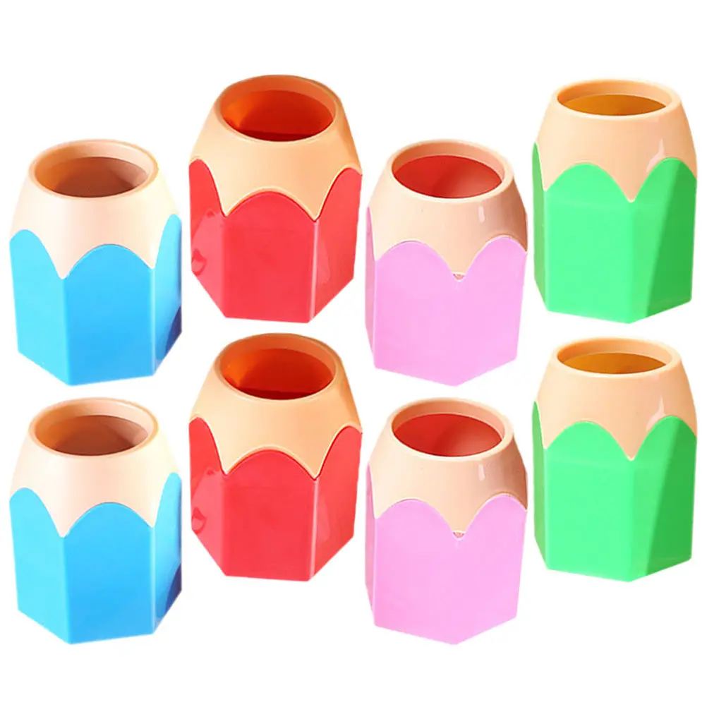 8Pcs Exquisite Pencil Shaped Pen Holder ABS Material Desktop Organizer for Pens Makeup Brushes Crayons Colorful Pencil Dispenser