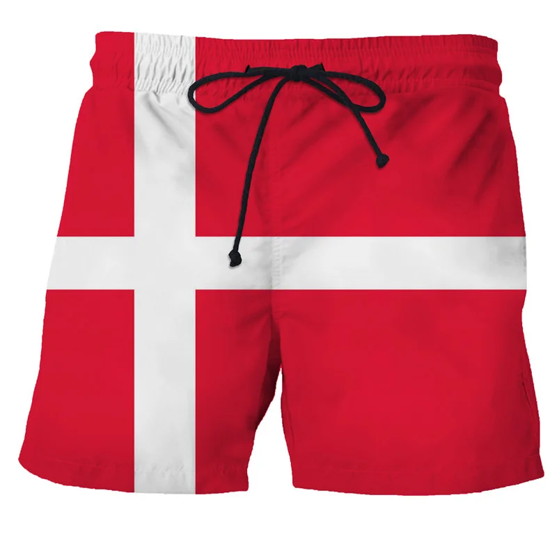 England Britain Flag Graphic Beach Shorts Men 3D Print Spanish Emblem Board Shorts Swimsuit Summer Swim Trunks Cool Kids Shorts