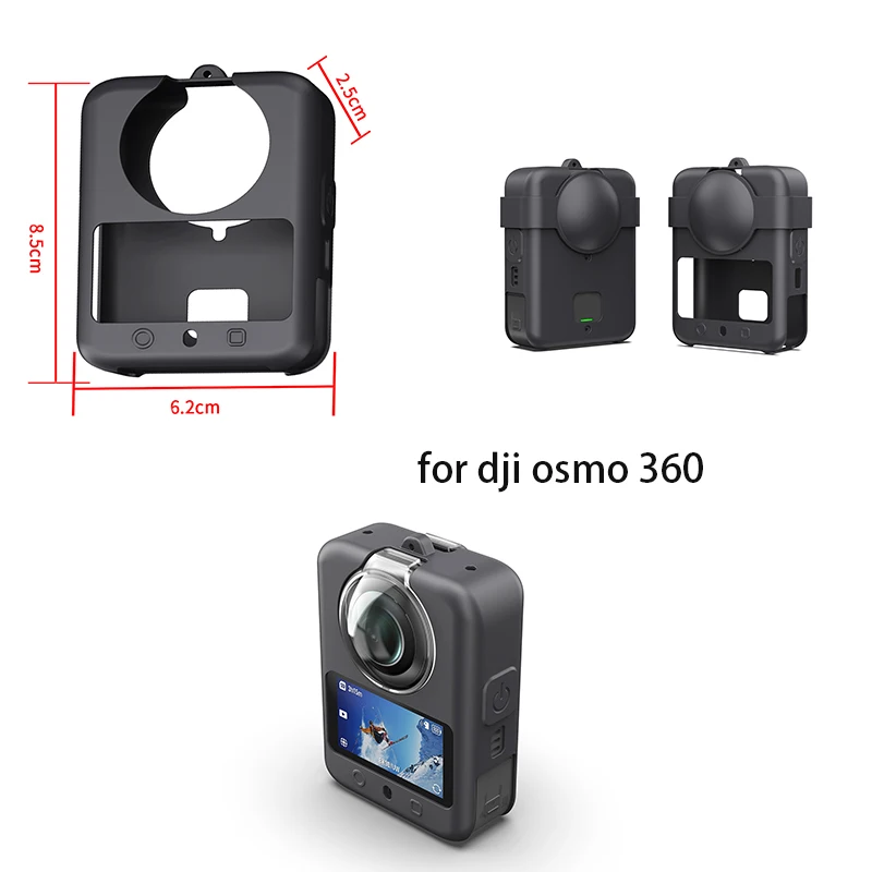 

Silicone Protective Case for dji osmo 360 with for dji osmo 360 Lens Cap, Soft Silicone Cover Protection Grip Case & Lens Guard