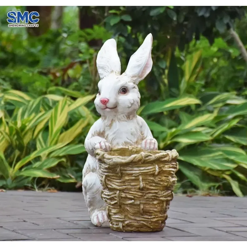 SMC Resin Outdoor Display Figurines Weatherproof Cartoon Animal Rabbit Sculpture Garden Courtyard Landscape Lawn Patio