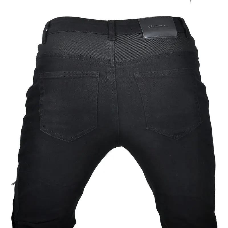 Pantalones de montar en motocicleta para hombre, pantalones de moto de malla de verano, Pantalones vaqueros de carreras de Motocross anticaída, ajuste Delgado Retro negro con 4 X CE