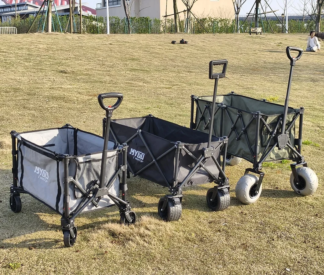 with Detachable Sand-Friendly Balloon Wheel Portable Camping Cart Beach Wagon Premium Folding