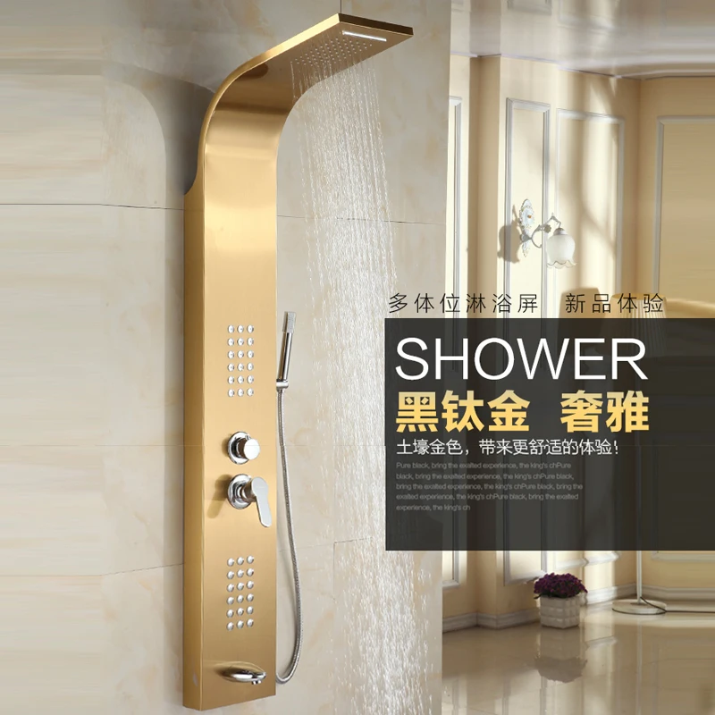 

Душ из нержавеющей стали, европейский золотой душевой набор, смеситель с большой насадкой для ванной комнаты, горячий и холодный дождевой душ с постоянной температурой