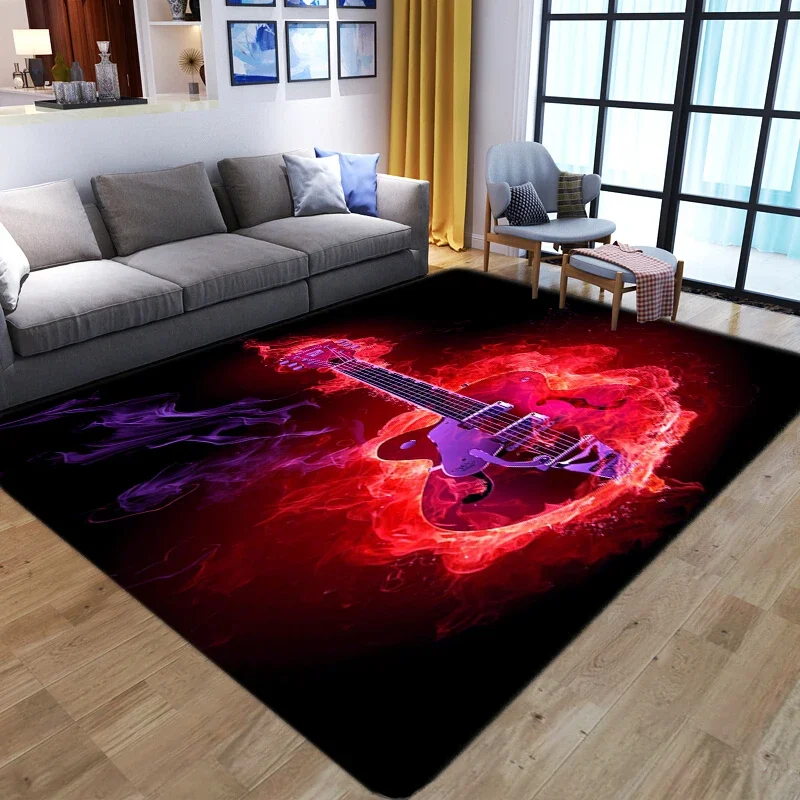 Colorful Guitar 3D Printed Carpets For Living Room Non-Slip Area Rugs Bedroom bedside Modern Home Decoration Washable Floor Mats