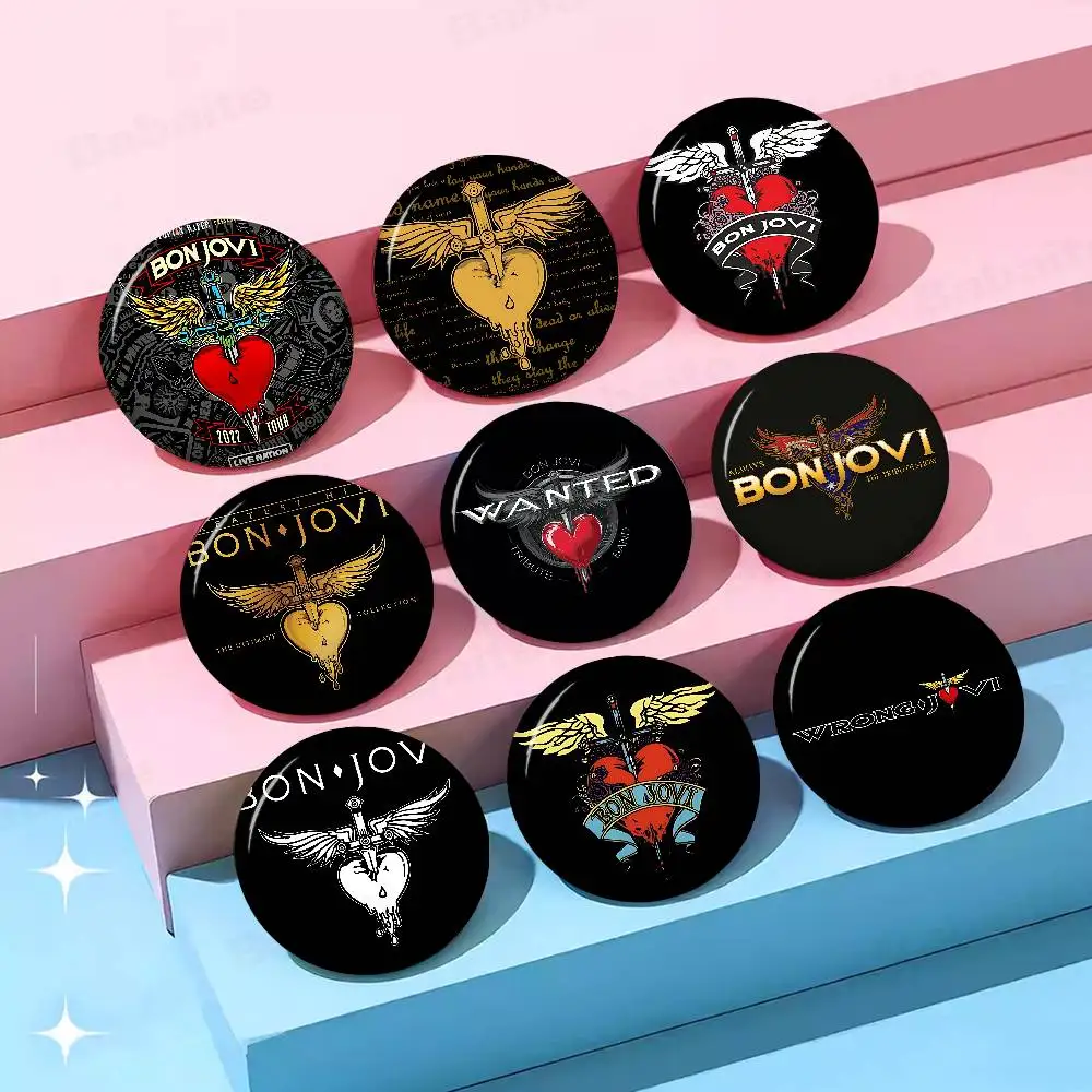 B-Bon Jovi 58mm broche artesanal de desenho animado cosplay crachá em mochila acessórios de joias presentes