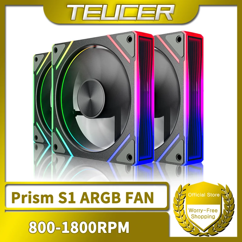 

TEUCER Prism S1 120 мм ARGB 5 в 3Pin PWM от 800 до 1800 об/мин ПК охлаждающий вентилятор для компьютера