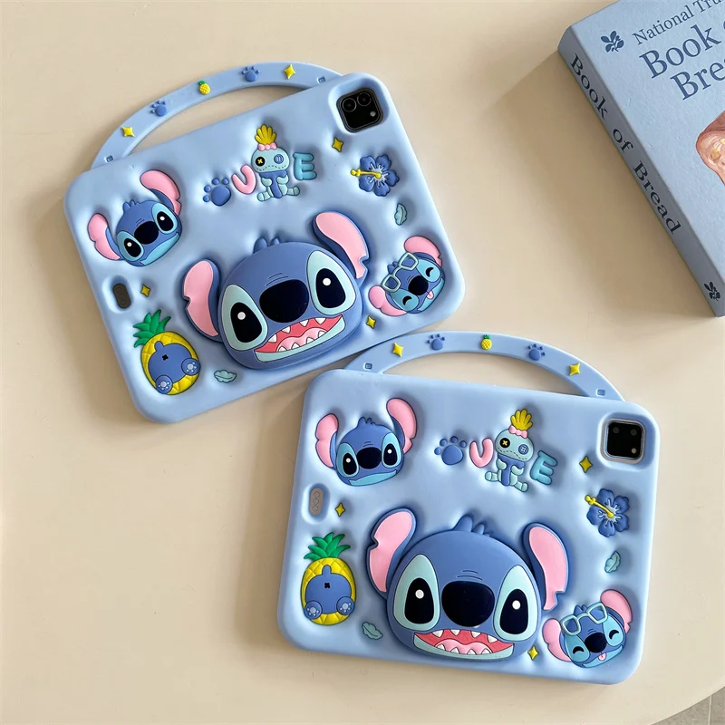 For Samsung Galaxy Tab A11 A9 Plus 11 Inch Cute 3D Cartoon Stitch Kids Stand Silicone Tablet Protective Case