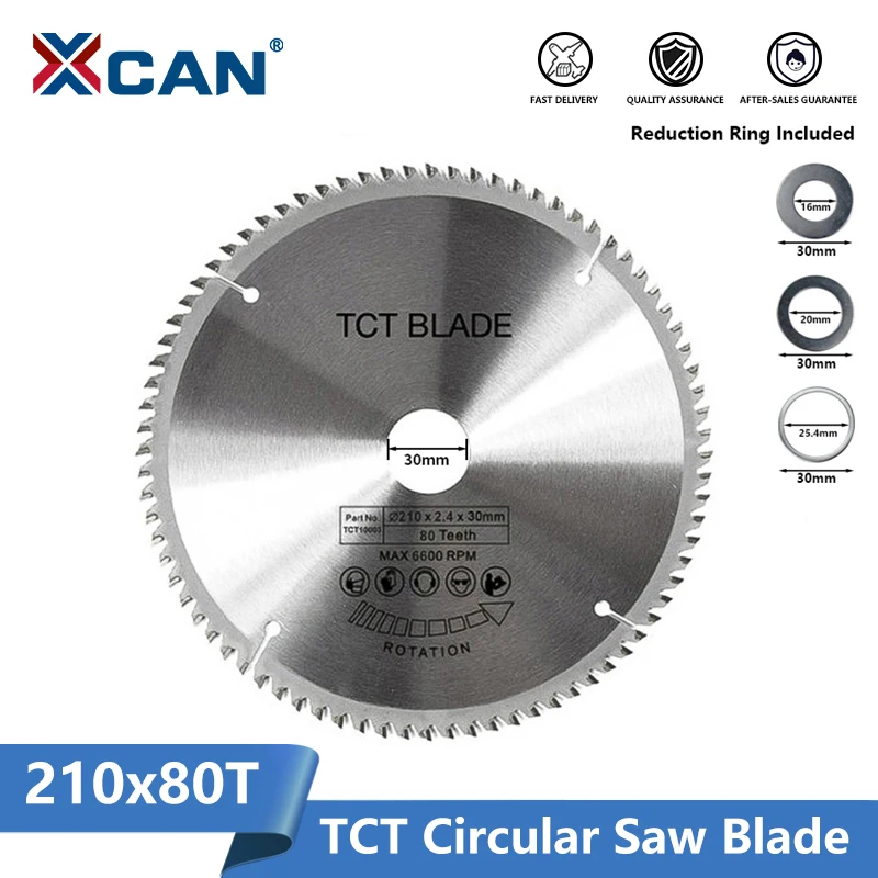 

XCAN Circular Saw Blade 210x30mm 80T TCT Circular Saw Disc for Wood PVC Plastic Cutting Woodworking Tools