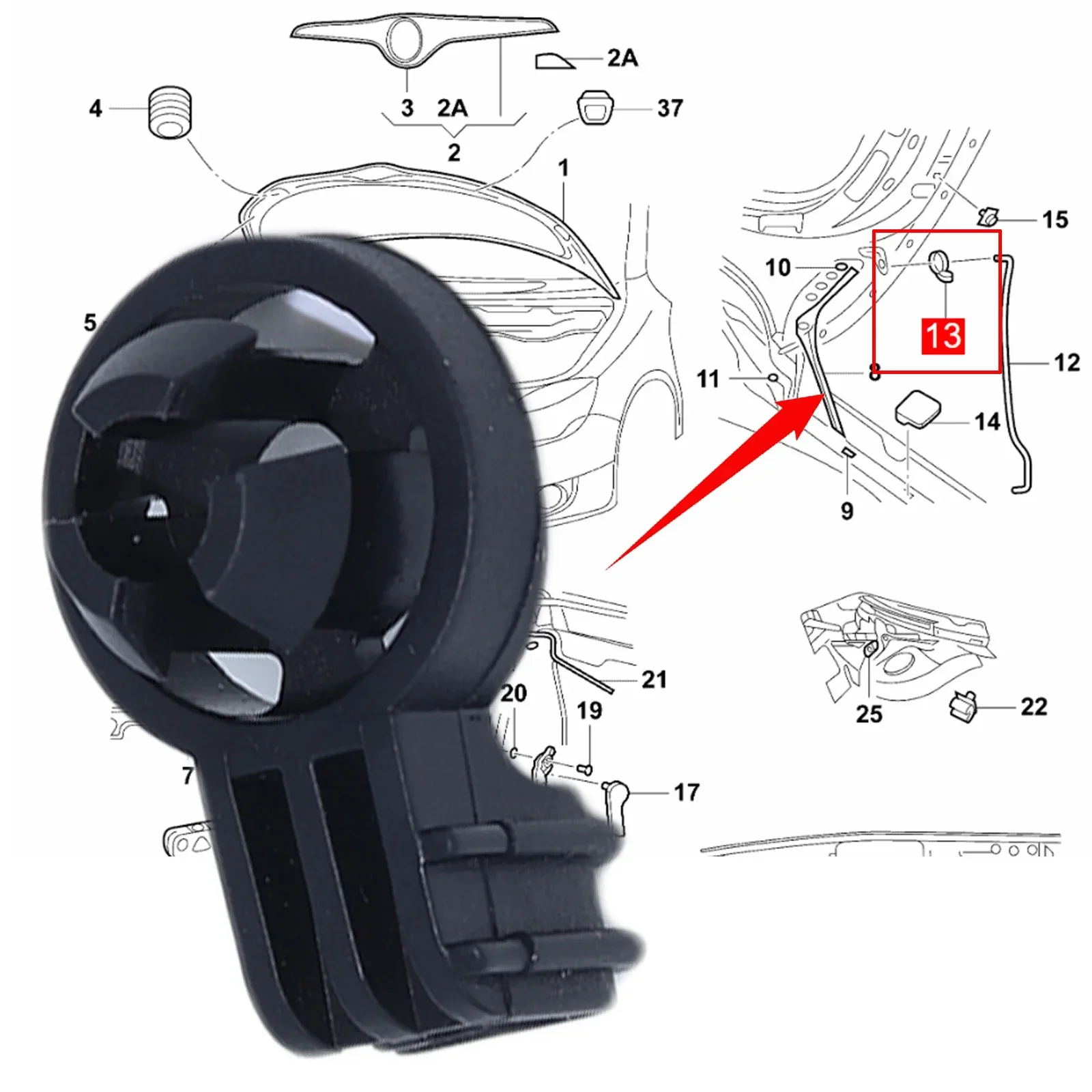 Hood Bonnet Rod Stay Bearing Block Buckle Clip For VW Golf Plus 2005 -2013 Holder Handle Retainer Prop Strut Flap Accessories - view 3
