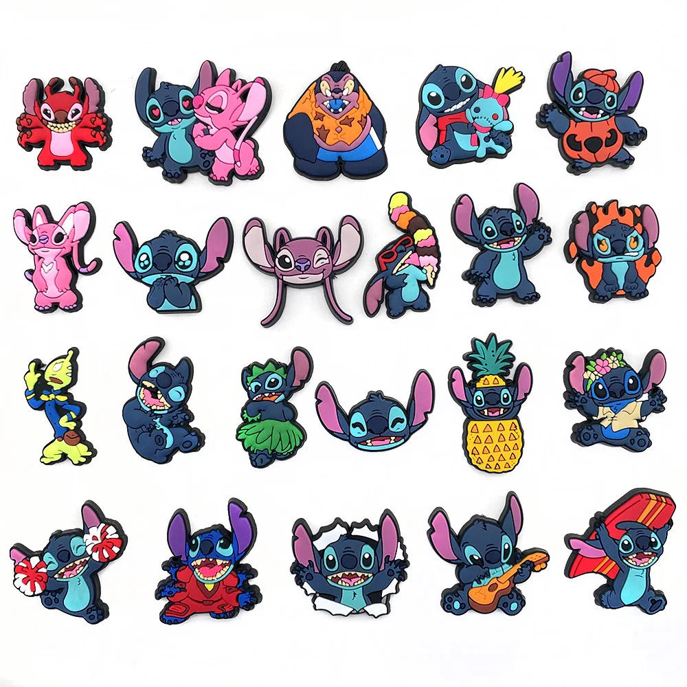 

22pcs/set Disney Lilo & Stitch Shoe Buckles DIY Anime Shoe Accessories Kawaii Cartoon Decorations Croc Charm Gift for Chirden