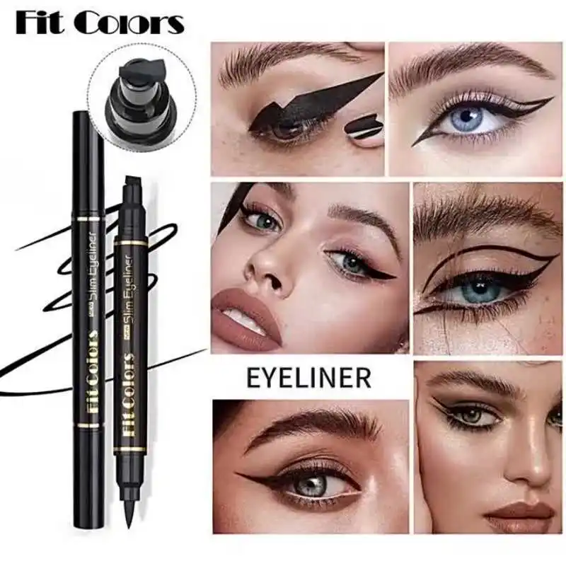 Double-ended Eyeliner Stamp Eyeliner Pen Black Quick Dry Liquid Eyeliner Pencil Easily Draw Eye Curves Waterproof Eye Makeup Pen