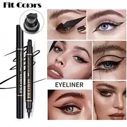 Double-ended Eyeliner Stamp Eyeliner Pen Black Quick Dry Liquid Eyeliner Pencil Easily Draw Eye Curves Waterproof Eye Makeup Pen