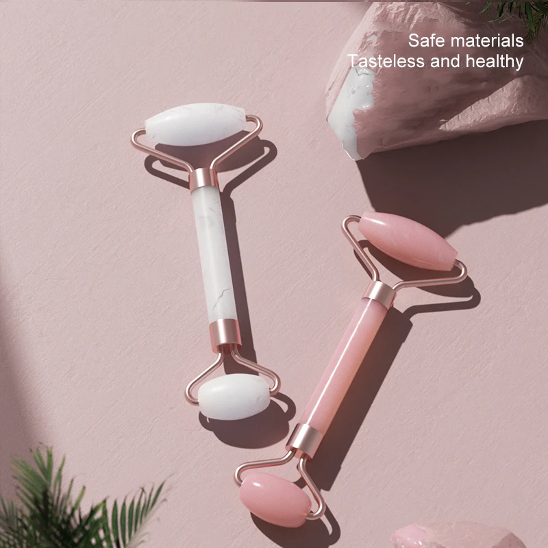 Dual Size Facial Massage Kit Double End Roller Heart Shape Gua Sha Board Skin Lifting Puffiness Reducing Home Spa Beauty Tool