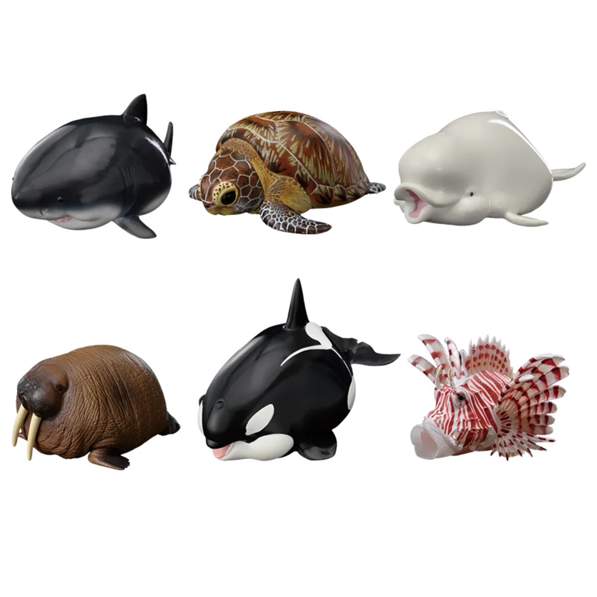 

6Pcs Animal Planet Blind Box Model Figure Collector Decor Gift Ocean Capsule Turtle Walrus Beluga Pterois Volitan Mystery Box