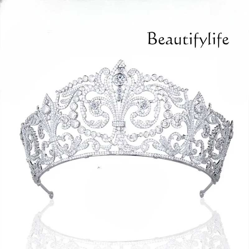 

Luxury Elegant Gold-Plated Crown Headdress Retro Bride Wedding Dress High-End Queen Crown