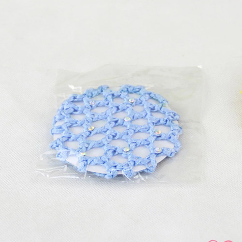 

4Pcs Hook Crochet Hair Net Rhinestone Design Elastic Snood for Women Dancing Performance Bun Cover Bun Hair Net