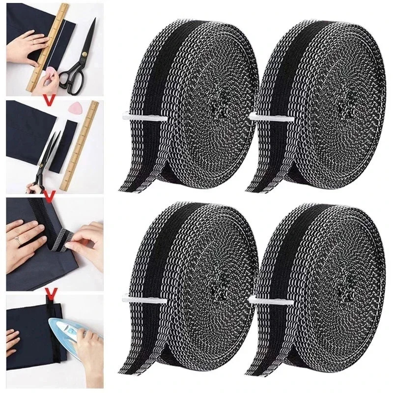 Trousers Hemming Paste 1M-5M Self-Adhesive Iron On Pants Edge Shorten Repair Paste Hem Tape Washable Easy Use DIY Sewing Fabric