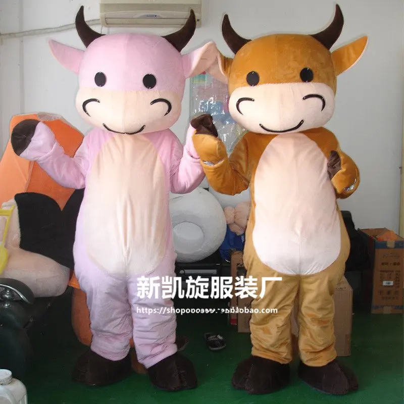 

White and Black Milk Cow Mascot Costume Bull Calf Ox Mascot Milk Fancy Dress Costumes Adult Suit Size for Halloween Party Event