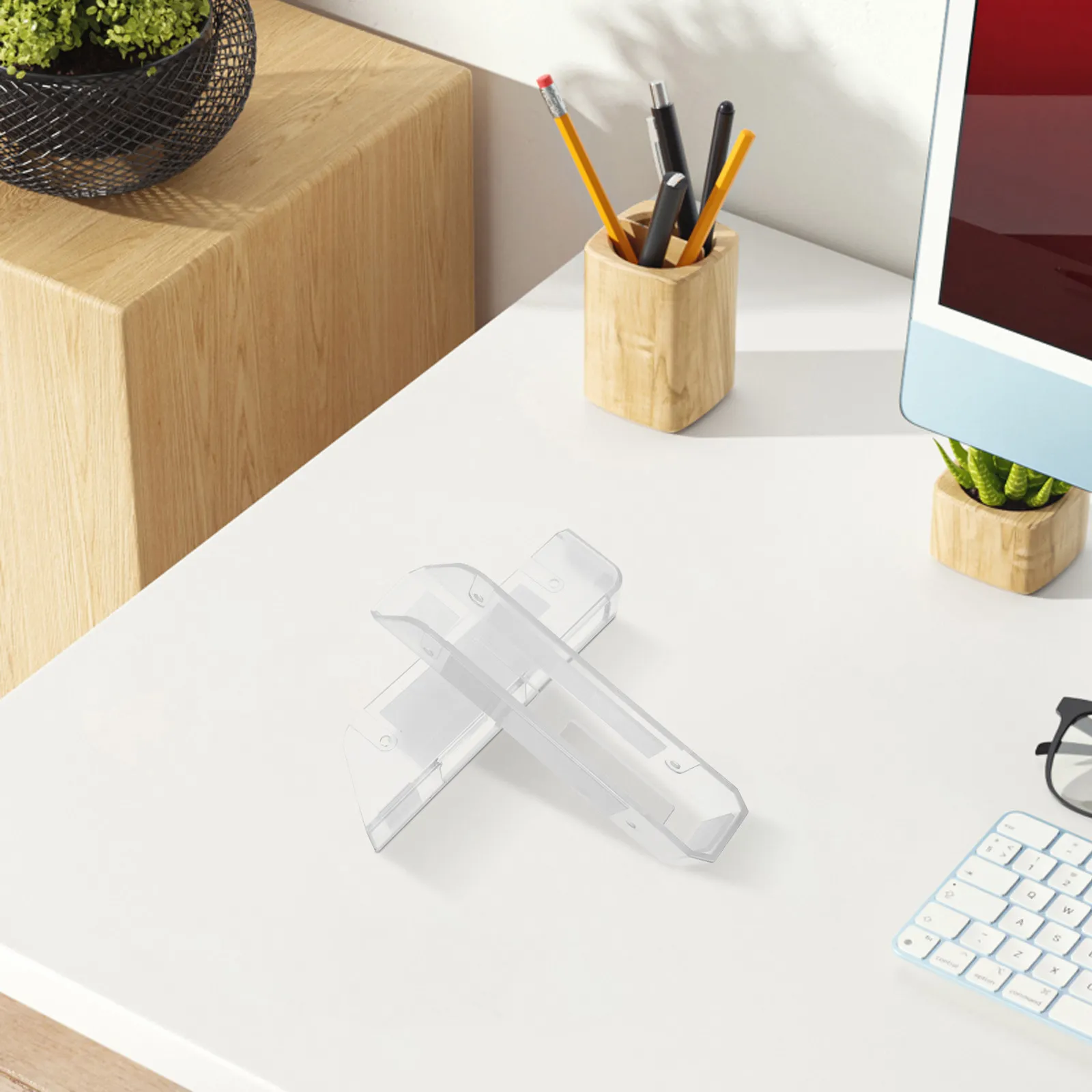 1Pair Acrylic Wall Hanging Laptop Mount Holder For Office Worker Keyboard Adjustable Under Desk Shelf Tablet Home