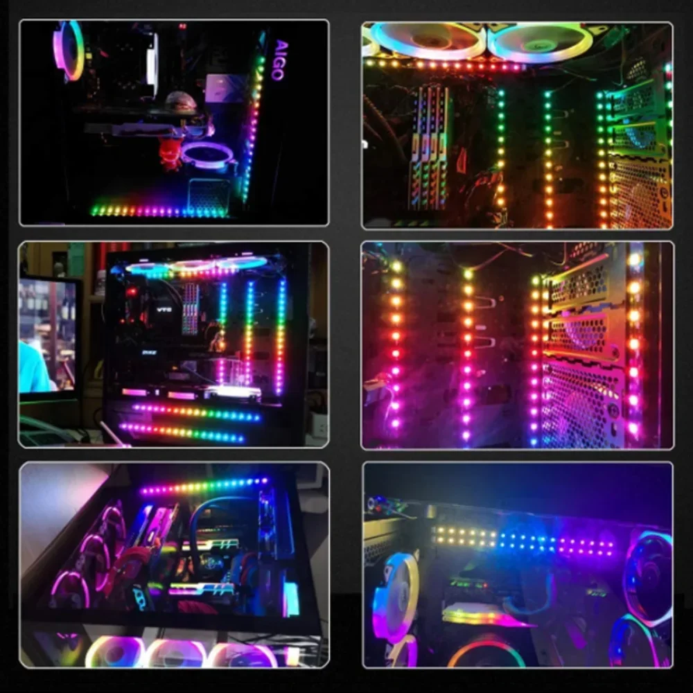 Adressierbares Regenbogen-PC-Digital-WS2812b-LED-Streifenlicht für 5 V 3-poliges ARGB-Header-PC-Gehäuse Asus Aura Sync RGBIC Fusion MSI Mystic