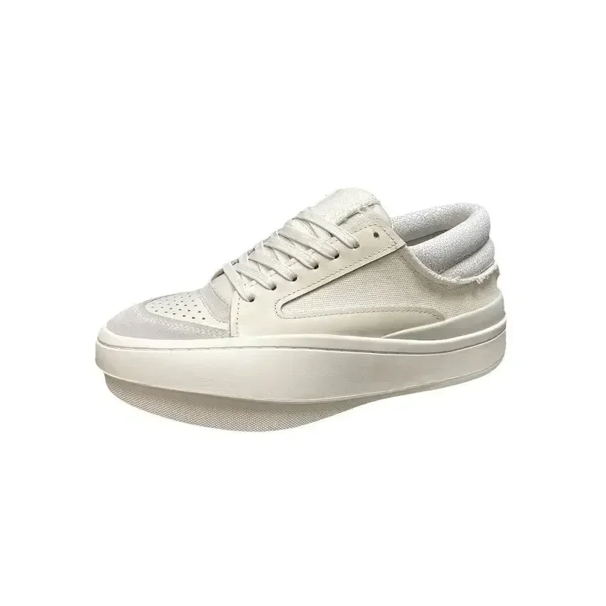 

2025 Men Low Top Platform Boots Casual Genuine Leather Luxury Lace Up Women Sneakers Streetwear Autumn Black White Shoes