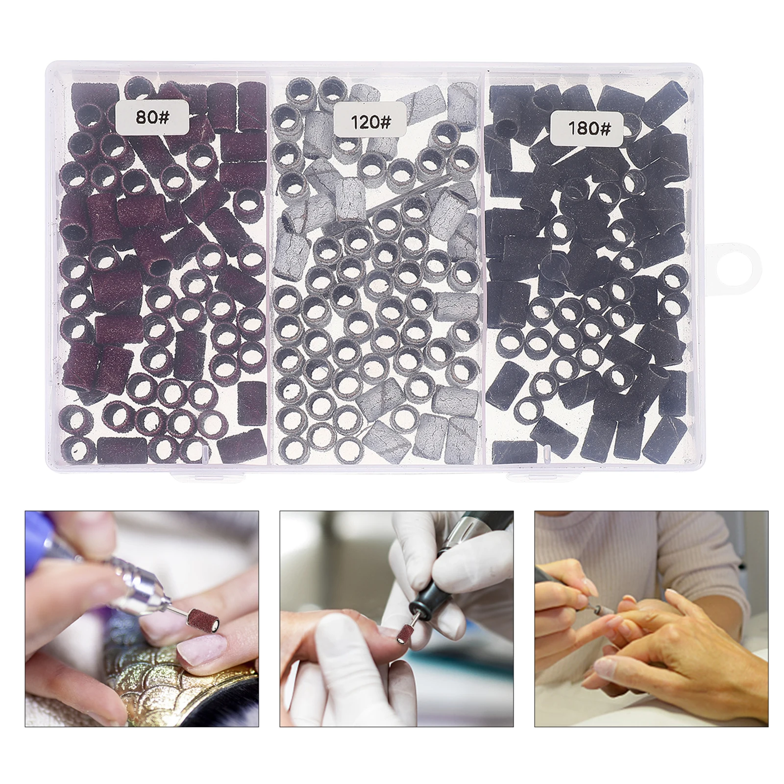 

210pcs Sanding Ring Nail Polishing Heads Aluminum Abrasive Lightweight Manicure Supplies Grinding Accessories Salon Home Use