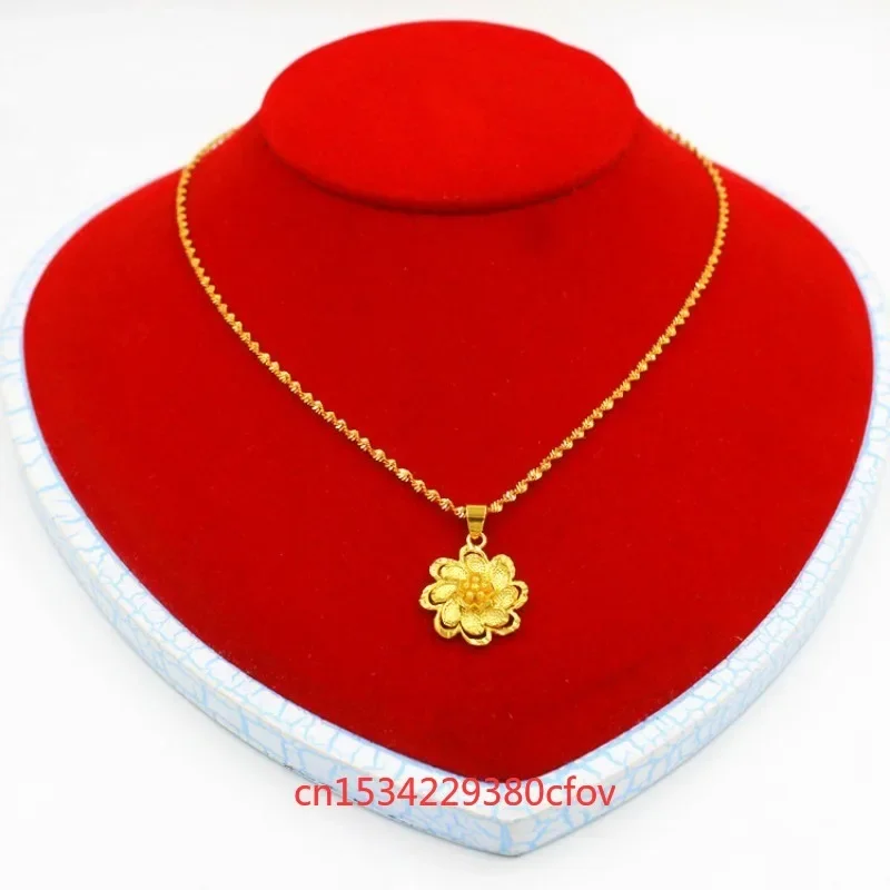 European currency gold jewelry non fading Korean women's big flower pendant necklace improvement gold fashion wedding gift