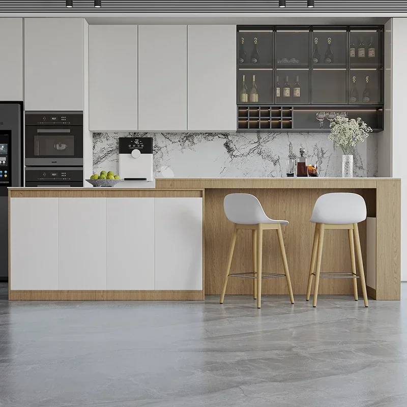 Sofa backrest cabinet behind bar counter partition cabinet living room rock slab island table integrated Nordic horizontal hall