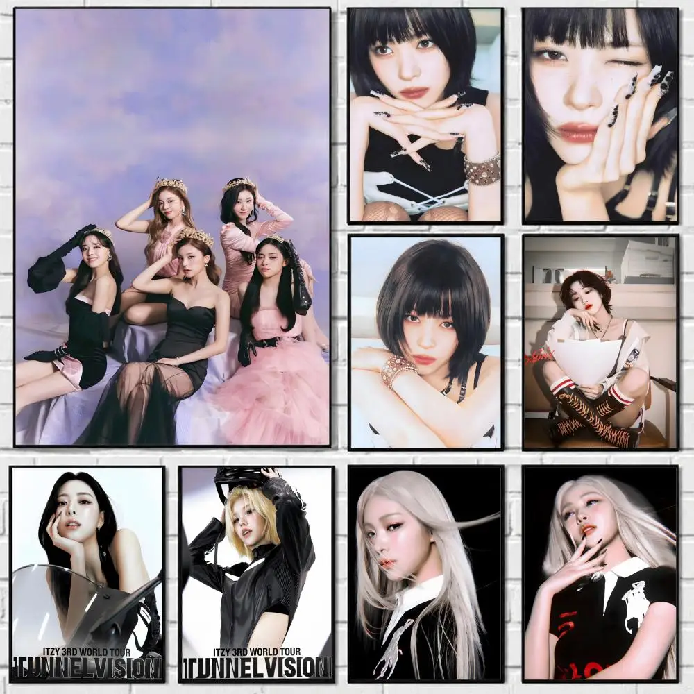 Idol Group ITZY Poster Self-adhesive Art Waterproof Paper Sticker Coffee House Bar Room Wall Decor