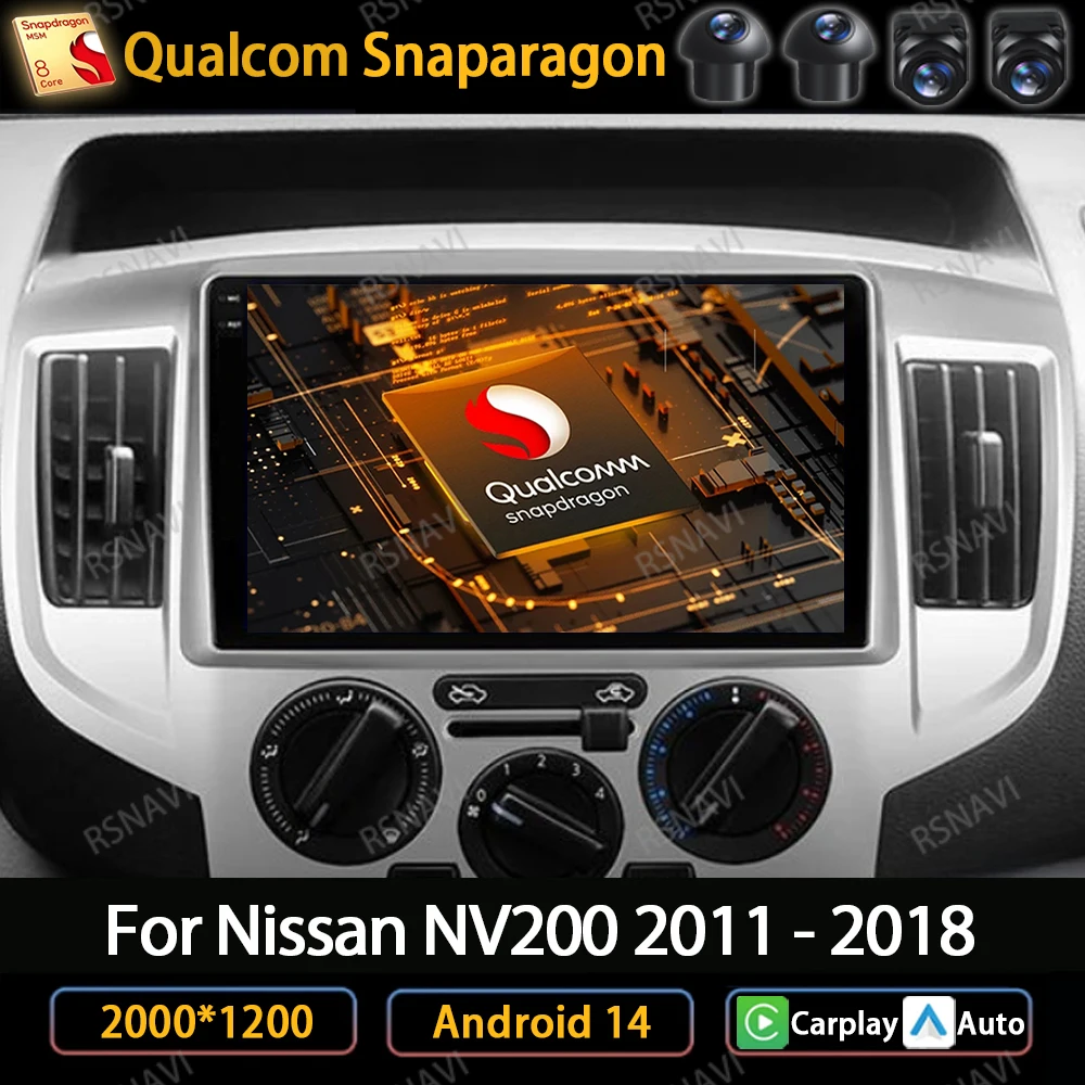 

Android 14 для Nissan NV200 2011-2018 Автомобильный радиоприемник Стерео Мультимедийный видеоплеер Беспроводной Carplay Автоматическая навигация GPS 4G + WIFI BT