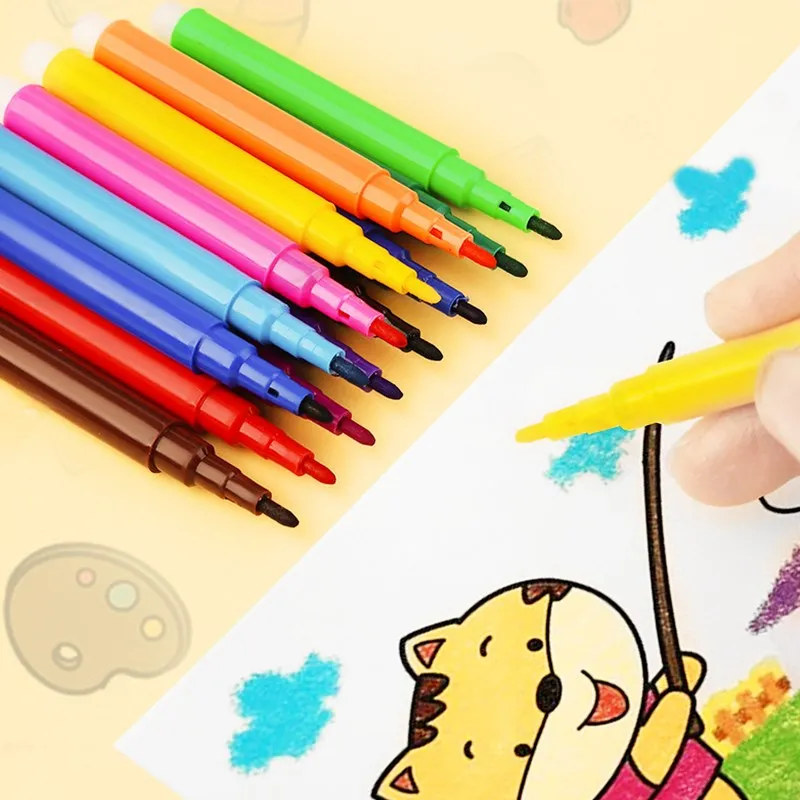 12pcs Set Easy Clean Children Watercolor Painting Pen Marker Student Artist Drawing Tool School Office Supply Stationery Gift