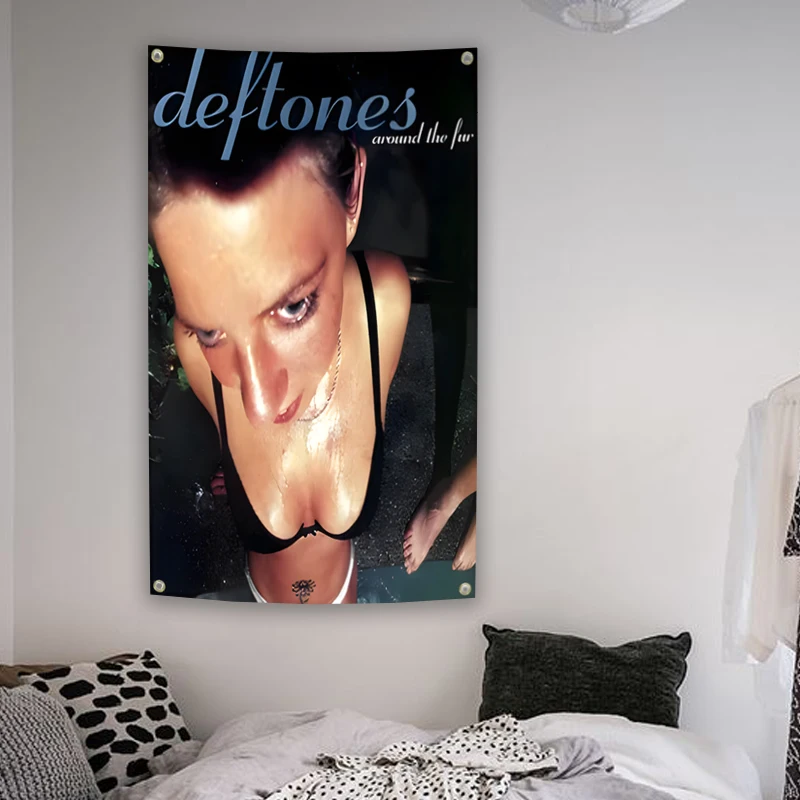 شعبية الفرقة ديفتونز ألبوم الموسيقى العلم 3x5ft 2x3ft خمر المغني العلم غرفة المعيشة ديكور المنزل كوادروس #5