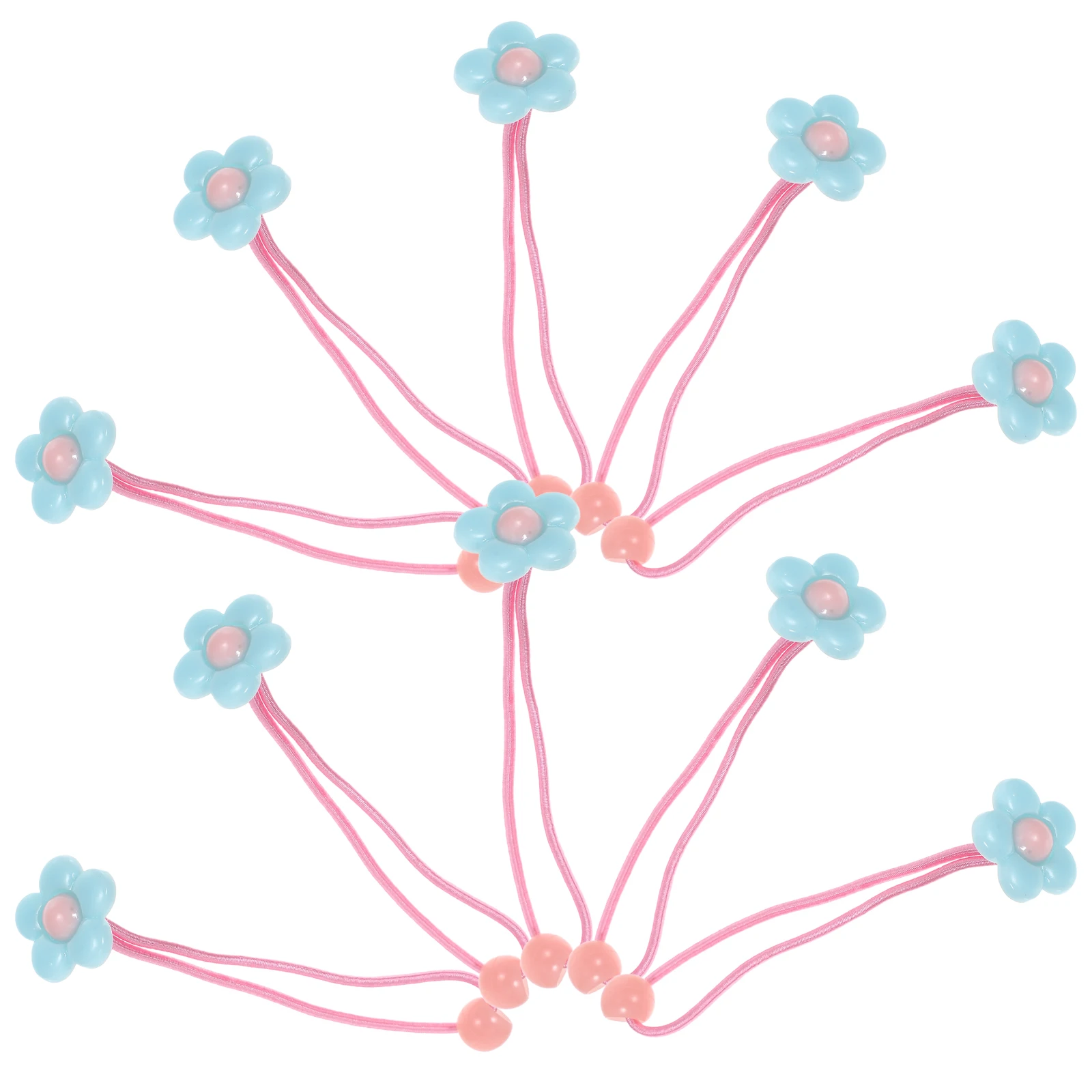 

10pcs Resin Flower Hairbands for Girls Adjustable 12cm Circumference Soft Elastic Rubber Band Ponytail Holder No Damage