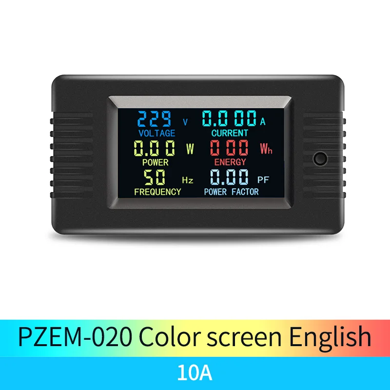 

PZEM-020 10A Single-Phase 6in1 Solar Power Meter Color Screen AC Volt Amp Meter Frequency Power Factor Energy Voltage Meter