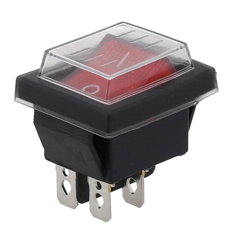 30A 4Pin Power Switch with LED Lighted Rocker and Protective Cover 2Position for Welding Machines and Industrial Equipment
