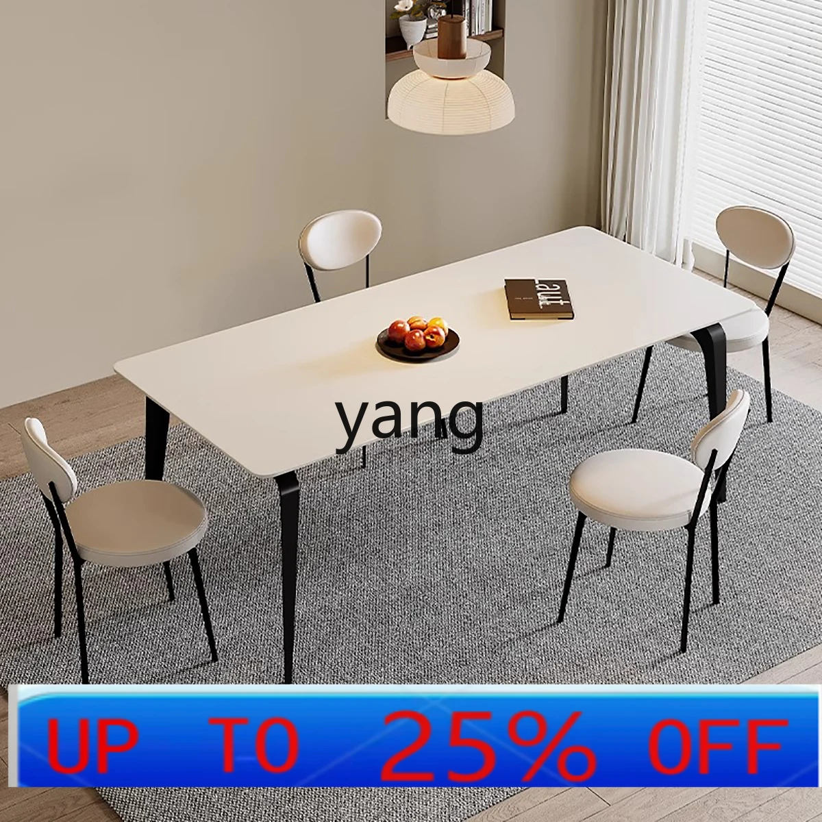 

cx light luxury rock slab dining table and chairs household small apartment modern simple rectangular dining table