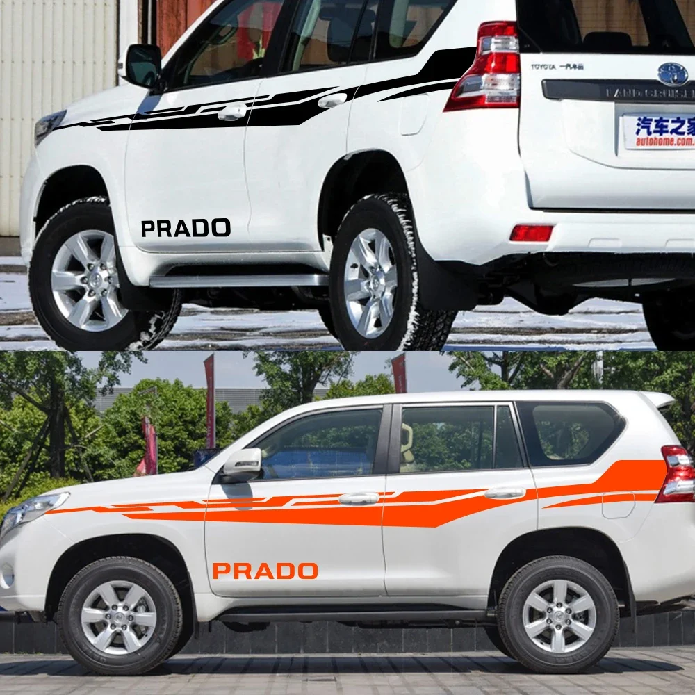 

2pcs Car Stickers Vinyl Film Auto Door Side Styling Sport Racing Decals For Toyota Prado Automobiles DIY Car Tuning Accessories