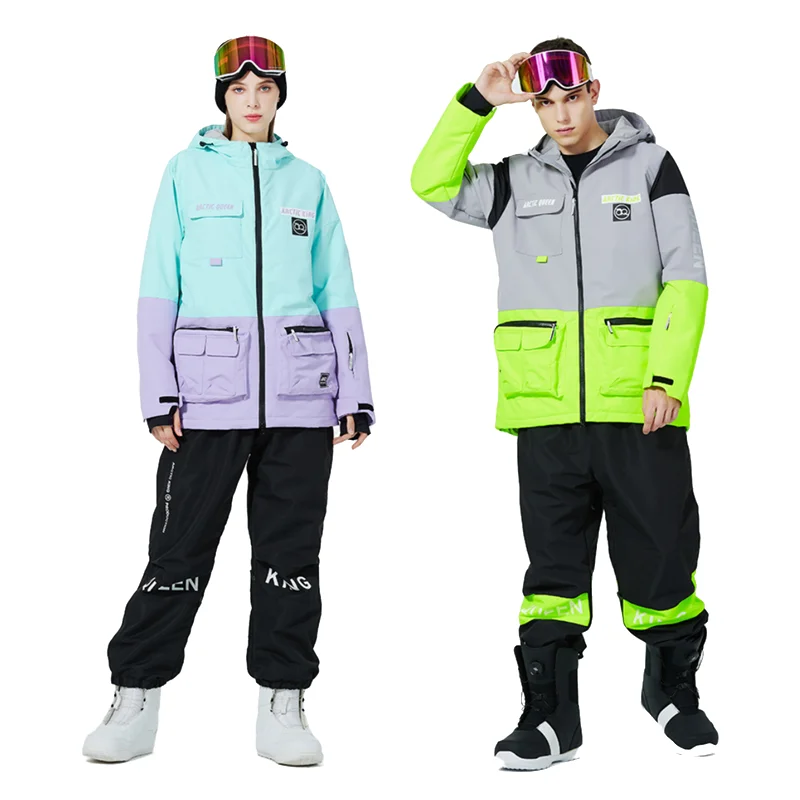 2022 novo inverno ternos de esqui para as mulheres dos homens térmica à prova de vento à prova dwindproof água snowboard jaquetas e calças definir