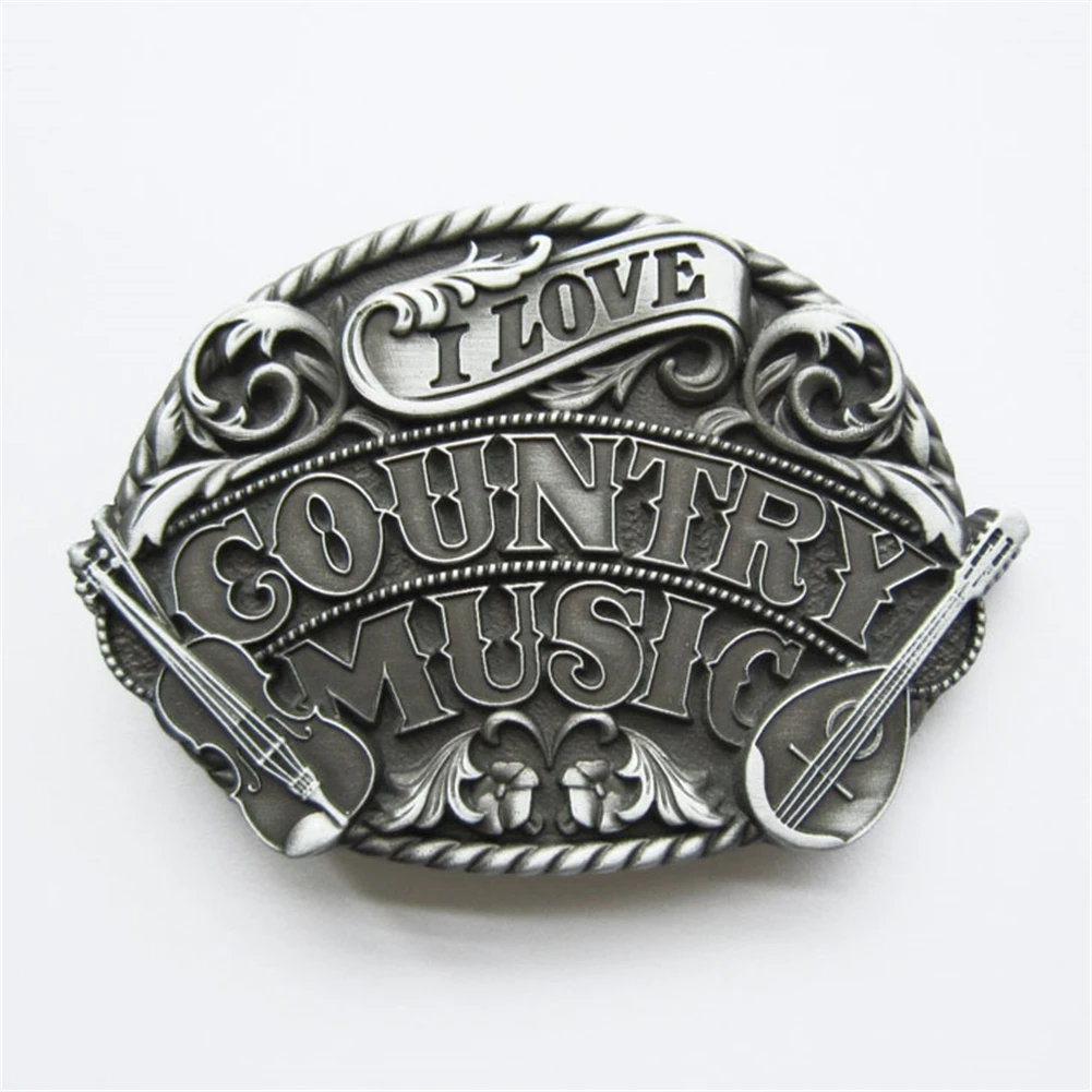 

Antique Brushed Silver Western Country Music Belt Buckle Gurtelschnalle Boucle de ceinture BUCKLE-MU096AS also Stock in US