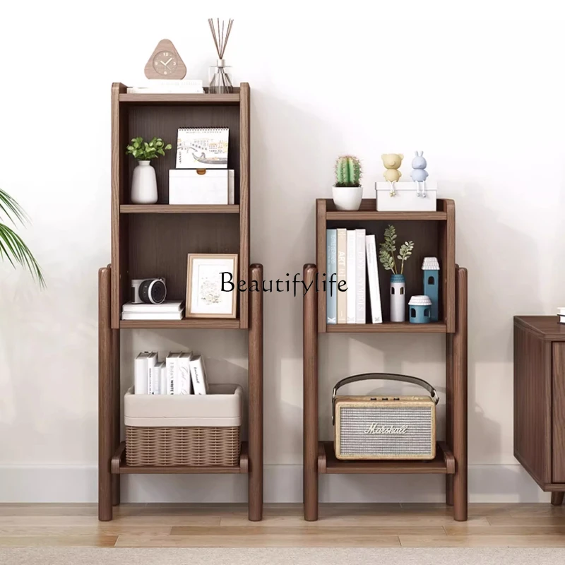 

Shelf Solid wood floor-to-ceiling bookshelf Nordic style storage rack Couch side living room side cabinet