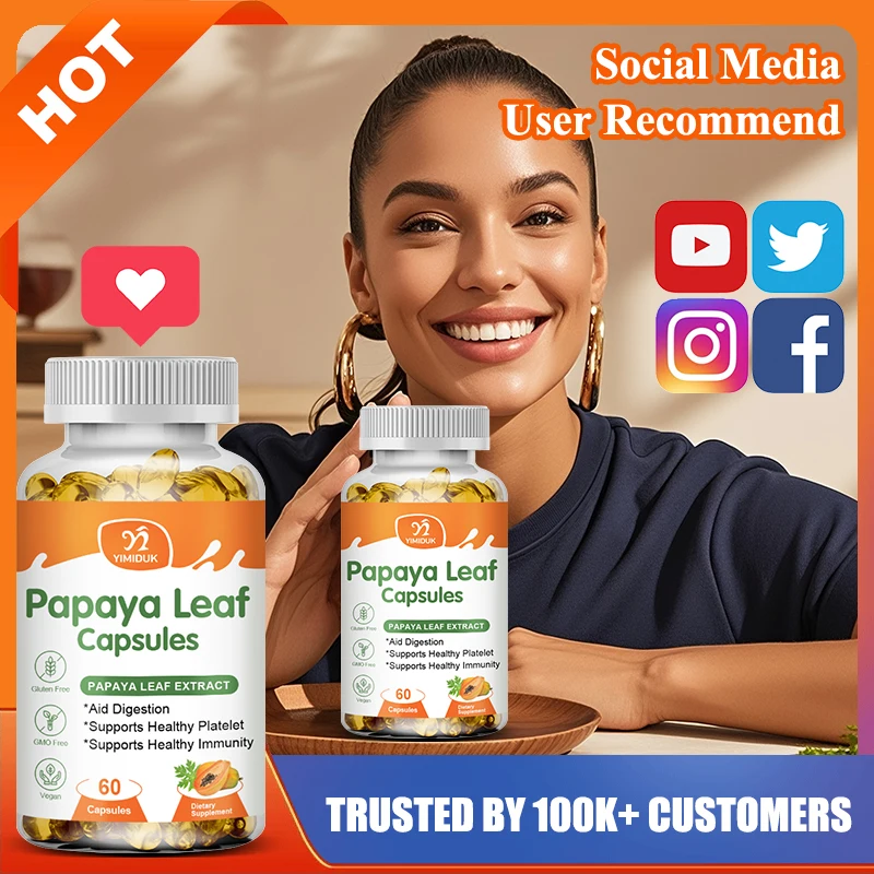 Yimiduk Suplemento puro de extracto de hoja de papaya cruda, para platos, desintoxicación del hígado y beneficios antiinflamatorios, bienestar general