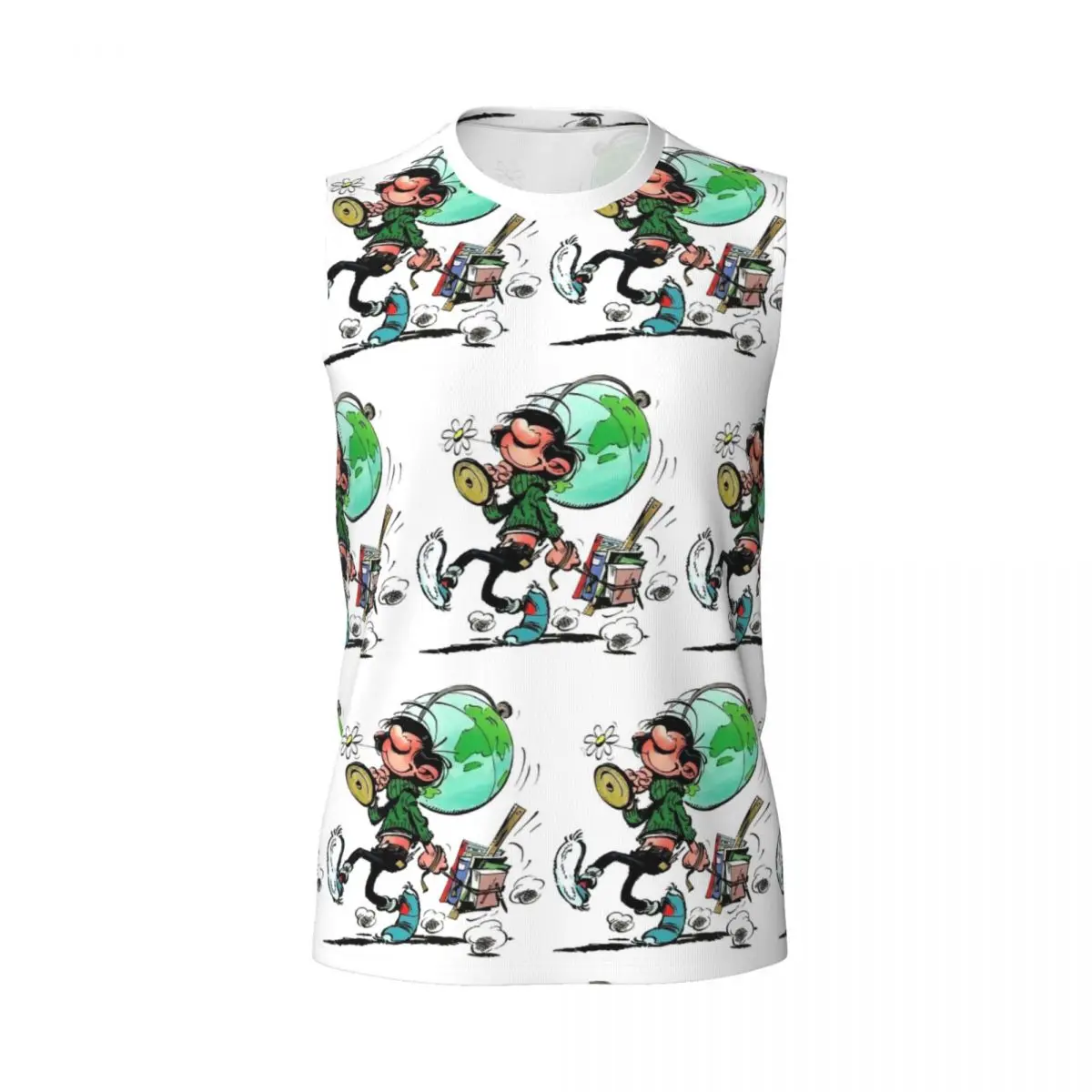 Gaston Lagaffe Men Printed Sleeveless T-shirt Casual Hip Hop Street Style Beach Holiday Tank Tops
