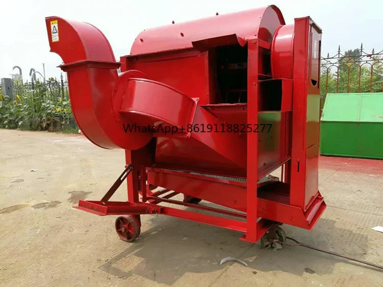 Agricultural Equipment Diesel Engine Wheat Paddy Rice Threshing Machine with Movable Wheel