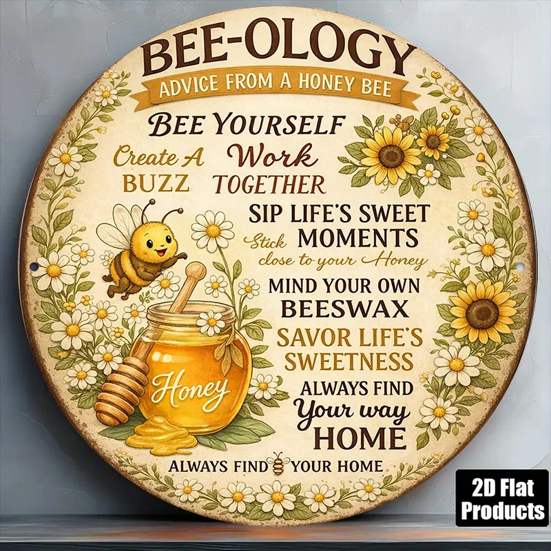 2D Flat - 1pc 8*8In/20X20Cm 2D Flat Round Sign, Vintage Plaque about 