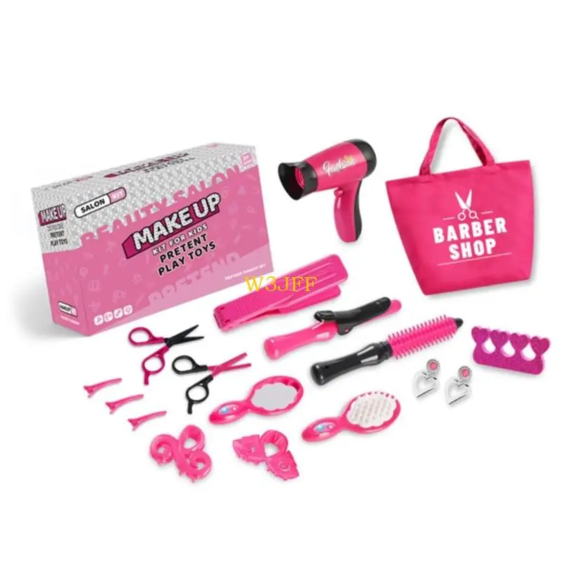 W3JF Creative Roleplaying Game Set Kits à outils salon coiffure avec jouet d'activité curler à cheveux