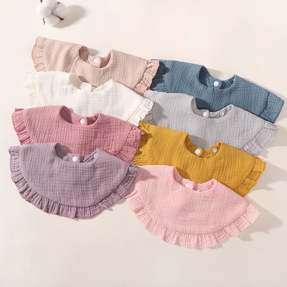 

Newborn Bibs Infant Burp Cloths Baby Stuff Feeding Drool Bandana Saliva Towel Toddler Ruffle Solid Baby Bib Accessories 3 Styles