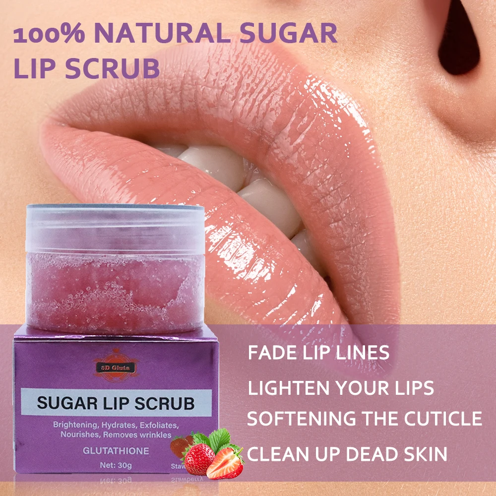 5D Gluta Sugar Lip Scrub Brightening Hydrates Exfoliates Nourishes Removes Wrinkles Lip Care Beauty  Removal Dark Lips