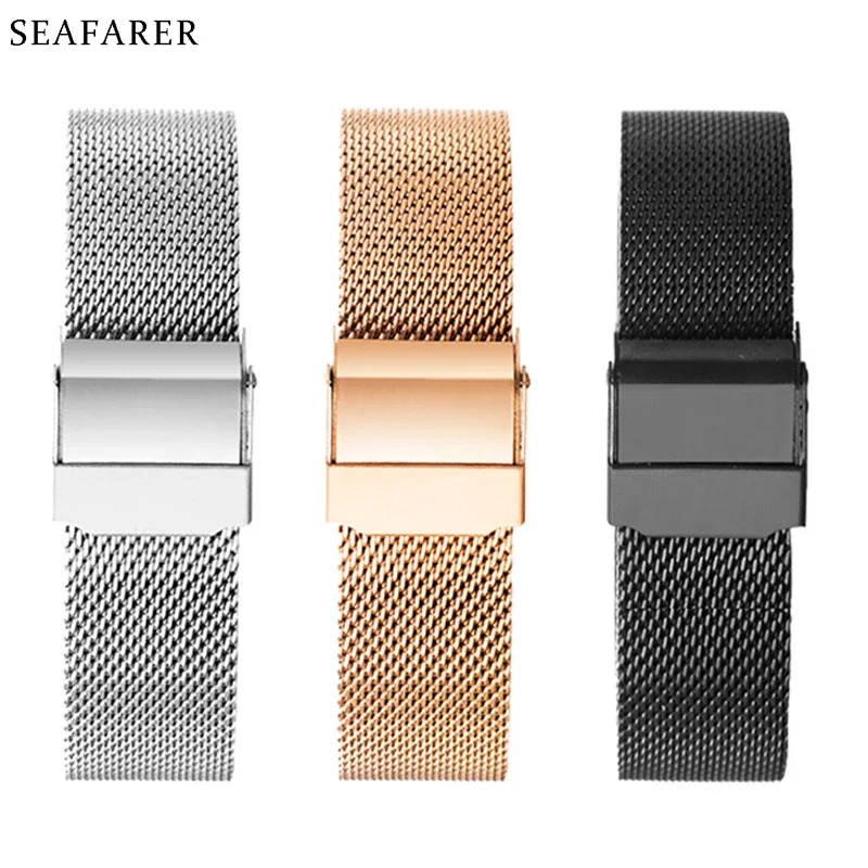 

18mm 20mm Metal Stainless Steel Watch Band Strap for DW Tissot Longines Watch Series Sport Milanese Loop Mesh Watchband Bracelet