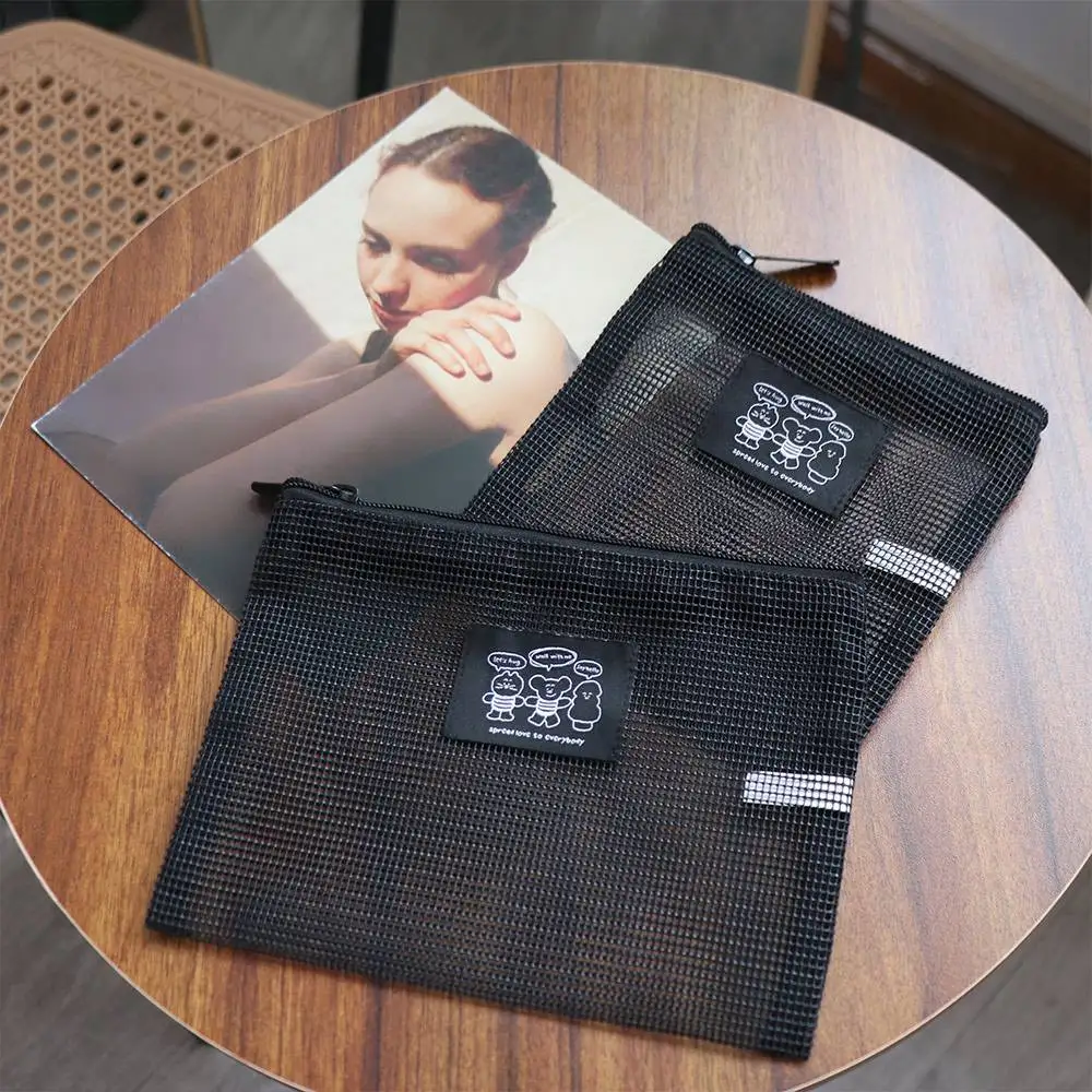 حقيبة مكياج شبكية خفيفة الوزن ومريحة، حقيبة مستحضرات تجميل شبكية محمولة، حقيبة شفافة مجوفة بسحاب للمنزل #2